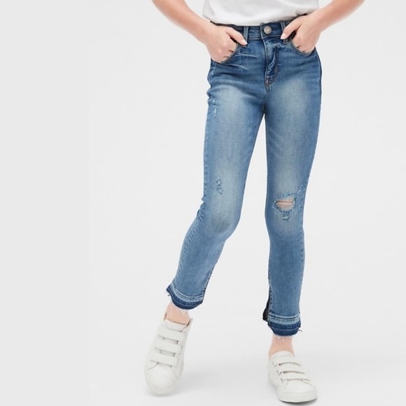 Gap kids girls high rise destructed ankle jeggings with stretch size 12 - Picture 2 of 2